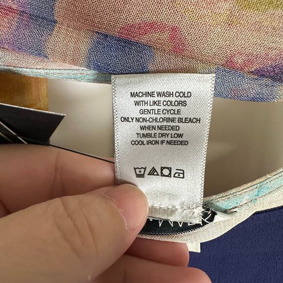 NWT John Mark‎ Tiered Printed Crew Neck Short Sleeve Dress M Artsy Cruise Modest - Picture 11 of 14